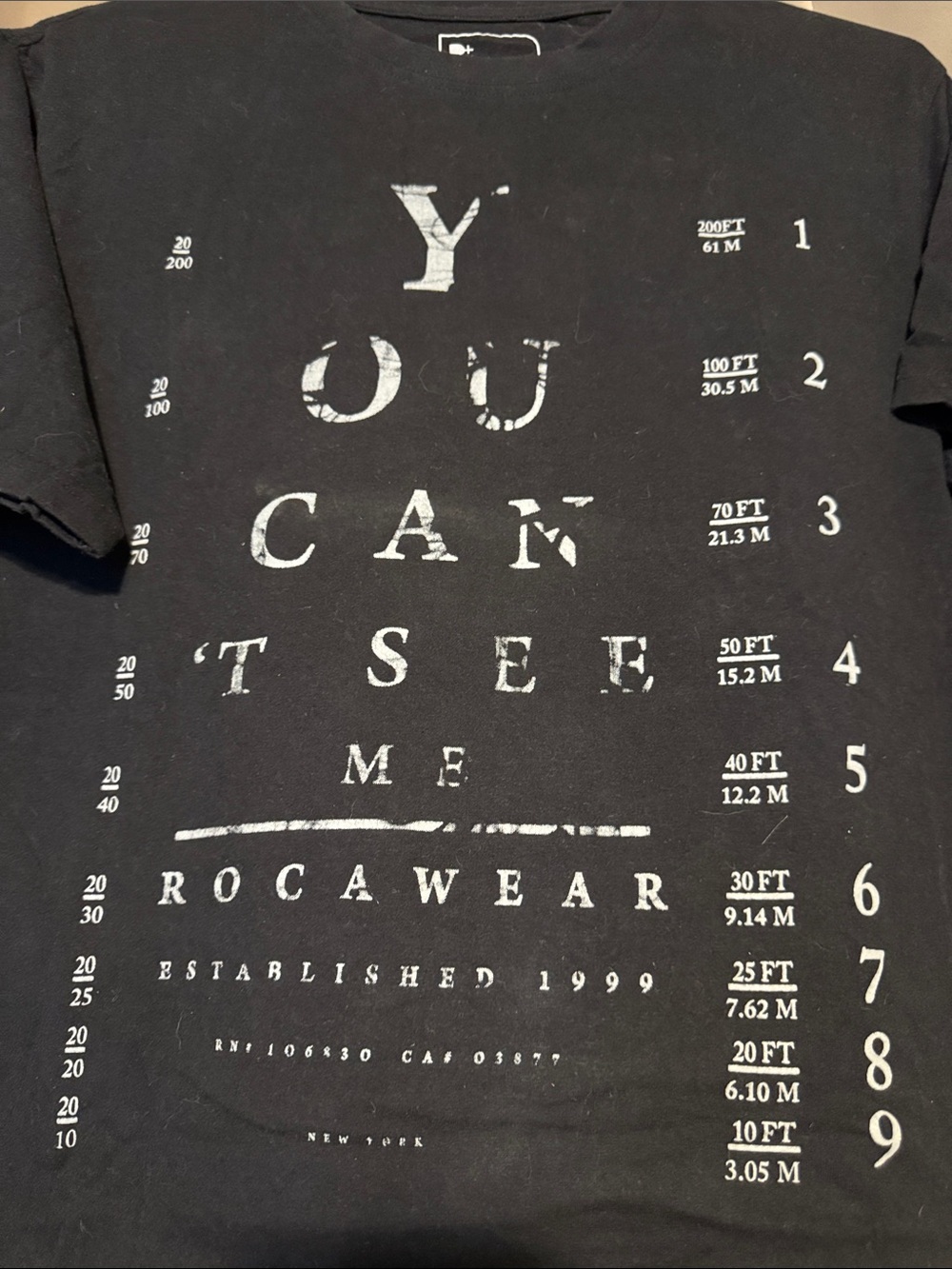 Vintage Rocawear Black Graphic Eye Chart T-Shirt